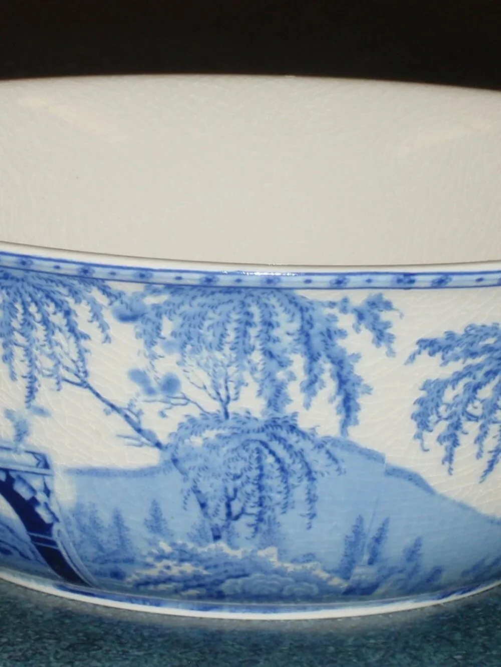 Pottery Barn Sophia Willow Serving Bowl Crackle Glaze 9
